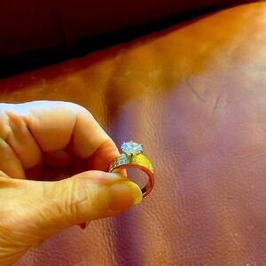 3/$15. Gold Ring with Clear Gemstone (CZ)